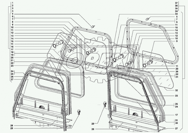 3151-6110010 Надставка двери передняя правая под тент в сборе УАЗ-469; С/О откидное окно УАЗ